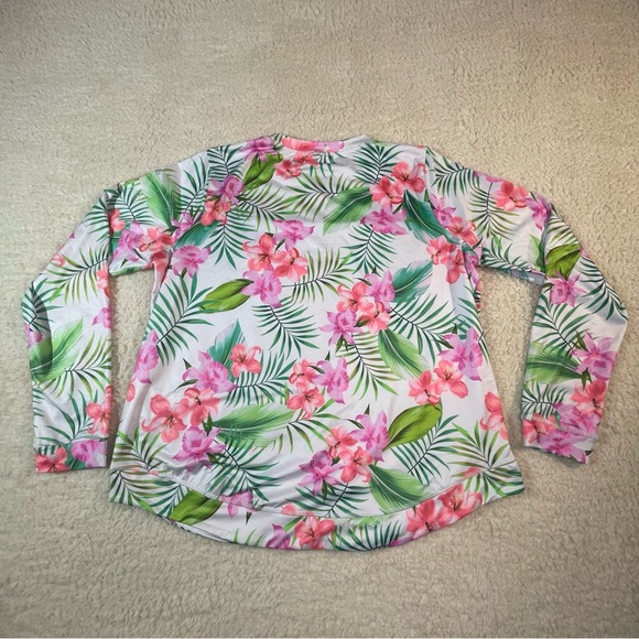 Hurley Floral Tropical Rash Guard Swim Top Long Sleeve UPF 50+ Size M - Picture 4 of 8